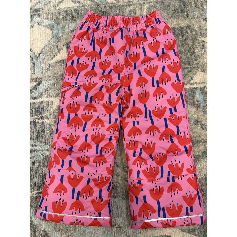 Hanna Andersson Girls Pink Tulip Printed Insulated Snow Pants Girls Sz 5